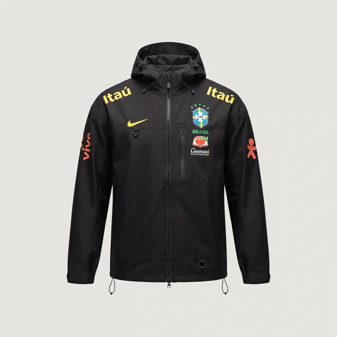 Brésil – Veste Coupe-Vent à Capuche – Noir & Jaune