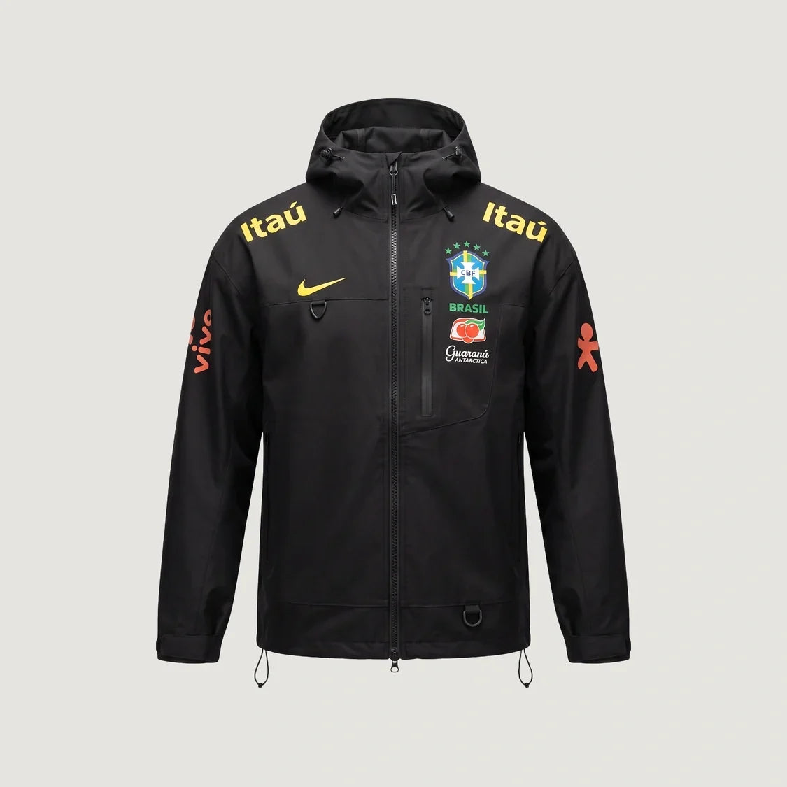 Brésil – Veste Coupe-Vent à Capuche – Noir & Jaune
