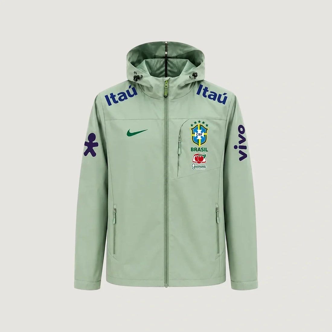 Brésil – Veste Coupe-Vent à Capuche – Vert Sauge
